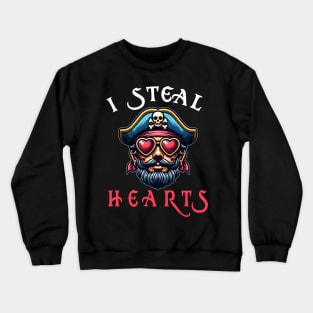 I steal your heart funny pirate Valentine's Day Crewneck Sweatshirt